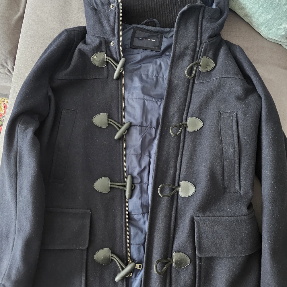 Tommy Hilfiger Black Toggle Military Coat